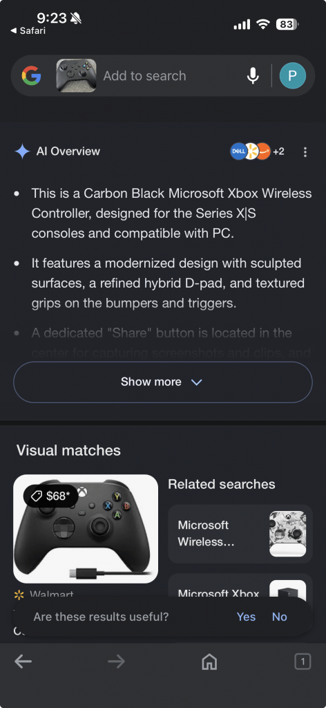 Mobile screenshot of google lens.